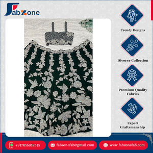 Diseño pesado de lujo estilo indio puede unir Kasturi seda Georgette botella verde Lehenga Choli con piedra trabajo Dupatta - Product Image 3