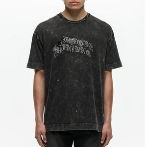 เสื้อยืดผู้ชายผ้าบาติกผ้าฝ้ายฟอกสีกรดพิมพ์ลายพัฟแนววินเทจสำหรับกลางแจ้ง - Product Image 1