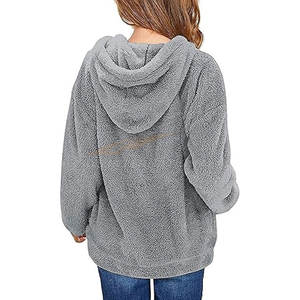 Elegante Sudadera con capucha de lana Sudadera con capucha Cozy Loose Fit Outwear Abrigo con bolsillos para actividades al aire libre C-gray - Product Image 2