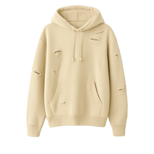 Streetwear personnalisé femmes hommes 500 gsm poids lourd surdimensionné blanc rose lavage à l'acide Vintage déchiré trou en détresse sweats à capuche zippés - Product Image 1