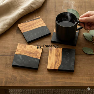 Artisan Resin <b>Coasters</b> 4X4 Inches Square Luxury Elegant Tabletop <b>Drink</b> <b>Coaster</b> Set for Cafe Restaurant Home Tradebyd Custom - Product Image 4