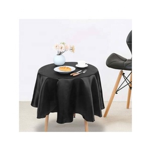 Nappe carrée de luxe entièrement personnalisable en lin et satin, durable, imperméable, jetable, unie noire brodée pour banquets et fêtes de Noël - Product Image 1