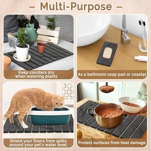 Tappetini Asciugapiatti CF ad Asciugatura Rapida Design Marmo Grigio Pieghevole Assorbente in Terra Diatomacea - Product Image 6