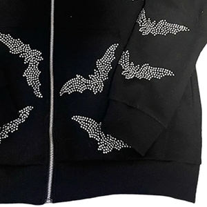 Sweat à capuche personnalisé avec strass brillants, cristal scintillant, polaire chaud, élégant, mode streetwear d'hiver, pull confortable - Product Image 3