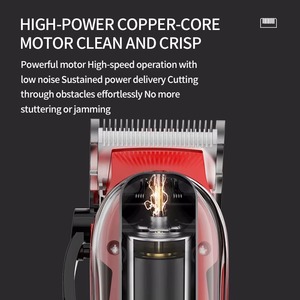 Tondeuse à cheveux sans fil rouge transparente, rechargeable par USB, affichage LED de la puissance, machine à couper les cheveux avec 4 peignes pour hommes, usage professionnel - Product Image 3