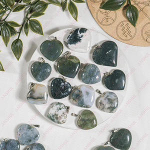 Pendentifs en agate mousse de qualité supérieure, grade AAA, magnifiques, intemporels, unisexes, en forme de cœur, à prix bas - Product Image 3