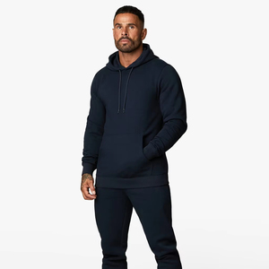 Conjunto completo de sudadera y pantalones de chándal con capucha personalizados OEM, chándal acampanado de algodón liso de peso pesado para hombre - Product Image 1