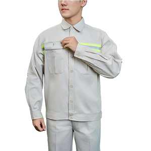 Ensemble de vêtements de travail pour femmes à manches longues beige en tissu TC, sécurité, anti-rétrécissement, uniforme FMF, haute visibilité, respirant - Product Image 5