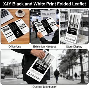 Brochures pliées personnalisées XJY imprimées en noir et blanc sur carton recyclable pour la promotion et <span class=keywords><strong>l</strong></span>'utilisation interne - Product Image 4