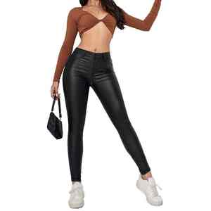 Nueva llegada impermeable bajo precio mujeres PU flaco invierno pantalones planos último diseño para la venta en línea - Product Image 2