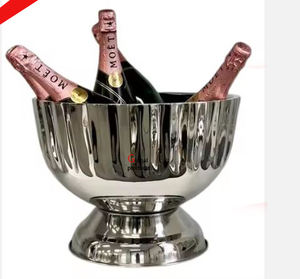 top quality silver finished <b>metal</b> stainless steel wine chiller with stand for hotel restaurant and bar - Product Image 2