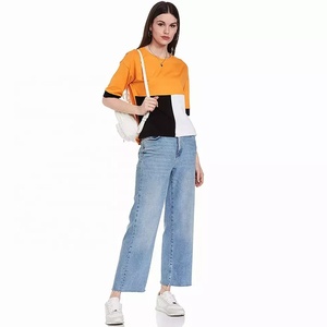 Camisetas informales transpirables para mujer, cuello redondo, Media manga, diseño de bloque de talla grande de varios paneles para chicas trabajadoras - Product Image 4