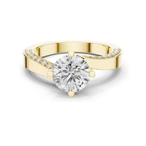 Bague de fiançailles pour femme avec diamant de laboratoire rond brillant de 1,93 carat, conception à double sangle pavée, clarté VVS-VS EF, 18 carats, 14 carats, 10 carats - Product Image 1