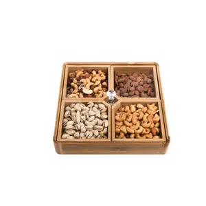 Handmade Solid Wood Dry Fruits Box Prime Quality Wood Dessert Serving Box At Low Price