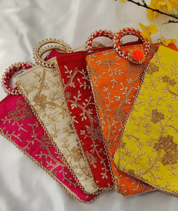 Vente en gros de sacs à main vintage à rayures indiens multicolores et brodés, sacoches de soirée pour femmes - Product Image 3