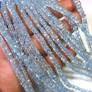 Cuentas de piedra natural de Aguamarina azul 4,5-5mm Briolette microfacetado 12 \ "Strand Gemas pequeñas Cuentas cortadas Piedras preciosas sueltas - Product Image 2