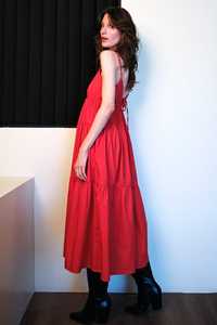 Robe longue de plage d'été pour femmes Robe d'été décontractée sans manches Robe fluide à dos en V de couleur unie Robe Maxi Boho à bretelles réglables - Product Image 4