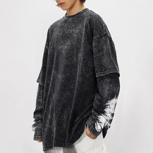 เสื้อยืดโอเวอร์ไซส์ ผ้าคอตตอน 100% หนานุ่ม สกรีนโลโก้ได้ ทรงหลวม ไหล่ตก สไตล์สตรีทแวร์ แขนยาว สีพื้น ราคาถูก แขนสองชั้น - Product Image 3