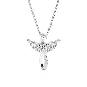 สร้อยคอ Jeulia Hug Me Infinity Angel Wing Heart - โซ่ทองเหลืองชุบทองประดับเพชรซิร์คอนและมุกแบบหนามเตย - Product Image 1