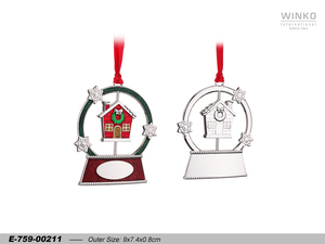 เครื่องประดับตกแต่งคริสต์มาส WINKO Xmas orn เครื่องประดับแขวนตกแต่งรูปสโนว์โกลบตกแต่งบ้านปั่นด้ายสีเงิน pl/lacq, E... - Product Image 1