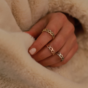 Stacking <b>Ring</b> 18k Yellow Gold Rose Gold and Silver <b>Ring</b> for Women's Curb Chain <b>Ring</b> MiniMalist Jewelry - Product Image 3