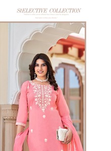 Traje de algodón pakistaní indio de diseñador y trabajo de bordado Premium Dupatta para bodas y eventos especiales - Product Image 2