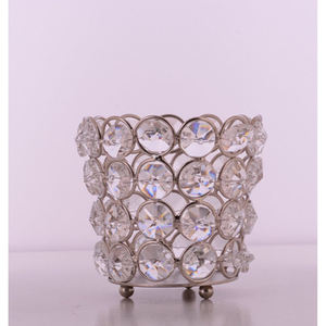 Support de bougie votive en cristal sur pied, couleur argent, taille moyenne, fait main, avec perles de cristal, pour cadeaux de mariage - Product Image 4