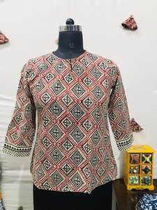Elegant Womens Summer Wear Indigo Printed Casual Tops - Product Image 4