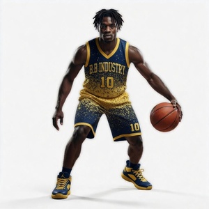 Uniforme de baloncesto juvenil para hombre, diseño dinámico azul y blanco con efecto salpicado, pantalones cortos de jersey personalizados, número 10, kit premium de la industria B.B. - Product Image 3
