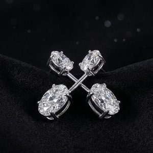 Women's 18K White Gold Oval Cut <b>Dangle</b> <b>Earrings</b> Lab <b>Diamond</b> IGI Certified Classic Style Jewelry Everyday Wear F VVS2 Clarity - Product Image 2
