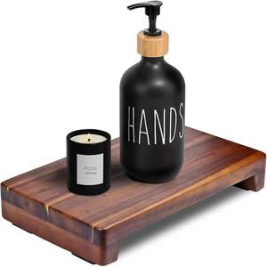 Soporte de pedestal de madera de 12x7 pulgadas, elevador de madera de granja, madera de acacia natural 100%, fondo antideslizante, para encimera de cocina de baño - Product Image 4