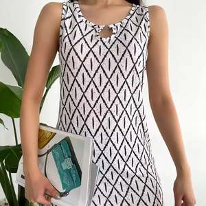 Printed Casual Mini Dress Sleeveless Fashion Mini Dress 2024 Summer New Elegant Club Prom Women Clothing