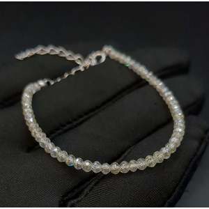 Pulsera de Cuentas de Diamantes Blancos Transparentes con Detalles en Oro/Plata, Elegantes Pulseras y Brazaletes de Diamantes - Product Image 5