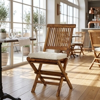 Nueva Silla de Comedor Plegable Giratoria de Madera de Teca, Estilo Moderno y Minimalista, para Jardín, Patio, Dormitorio y Sala de Estar, Color Blanco