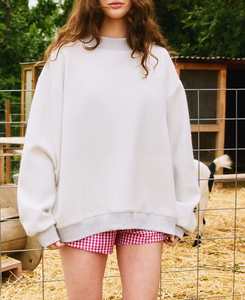 women's sweatshirt Oversized Sweatshirt Women Mock Neck <b>Drop</b> Shoulder Design Long Sleeve Pullover - Product Image 3