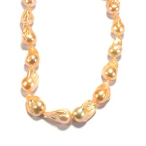 Collier de perles de culture d'eau douce Baroque Papaya, zircon blanc, bijoux en argent sterling - Product Image 1