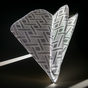 Grey and Silver Geometric Pocket <b>Square</b> - Product Image 1