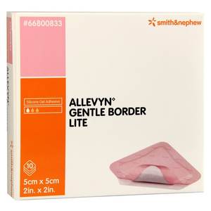 ALLEVYN Gentle Border Lite 5cm X 5cm Pansements adhésifs avancés pour plaies, paquet de 10 - Product Image 1
