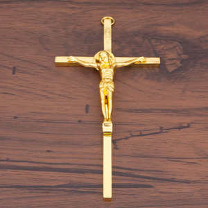 Cruz de pared de Jesucristo de latón hecha a mano, Cruz colgante de pared cristiana para sala de estar, dormitorio y regalo fiel - Product Image 1