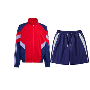 Chándal de verano a prueba de viento para hombre, conjunto de ropa de entrenamiento cortavientos de gran tamaño liso de nailon personalizado - Product Image 6