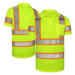 Polo de travail réfléchissant haute visibilité pour hommes OEM, manches courtes, anti-plis, imprimé, prix abordable - Product Image 1