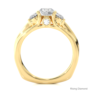 Anillo de compromiso de diamante cultivado en laboratorio de corte redondo de 0,74 quilates, regalo de aniversario de oro blanco de tres piedras para su anillo de diamante CVD - Product Image 6