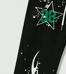 Personalizado DTF impreso al por mayor 100% tela de algodón para Flare apilado Jogger algodón polar hombres pantalones de chándal acampanados pantalones de chándal para hombres - Product Image 5