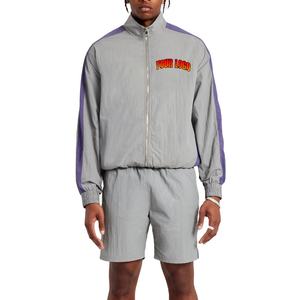 Ensemble deux pièces personnalisé en nylon, coupe-vent par sublimation, survêtement vintage en polyester, ensemble short et coupe-vent zippé style streetwear - Product Image 1