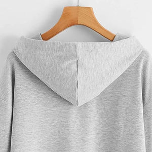 Top corto de la mejor calidad con capucha para damas, Color gris, manga larga, Fitness, Yoga, cómodo, Top corto con capucha para mujer - Product Image 3