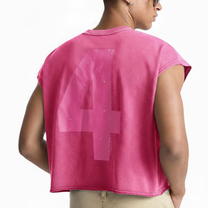 Débardeur à col rond et épaules larges personnalisé sans manches coupe ample en tissu de coton léger débardeur à logo imprimé pour hommes - Product Image 4