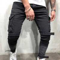 Jean droit personnalisé pour homme, taille haute, 100 % coton, délavé, respirant, imperméable, écologique, séchage rapide, avec patch coloré