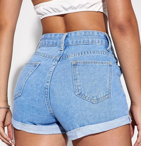 Short en jean droit vintage taille haute personnalisé pour femmes, pantalons chauds respirants à la mode d'été dans les grandes tailles de style sexy - Product Image 3