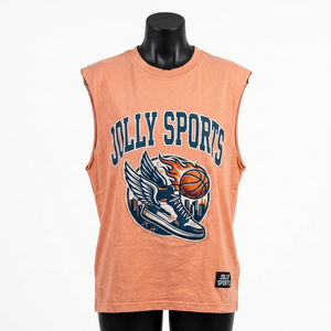 T-shirt sans manches pour femme, 190 GSM, jersey de coton premium, tissu lisse couleur pêche, impression graphique, logo, chemises en coton sans manches pour femme - Product Image 2