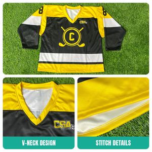 Sublimación de calidad superior impresa personalizada cortar y coser camisetas de hockey sobre hielo Vintage bordado parche uniforme de hockey sobre hielo para hombres - Product Image 3